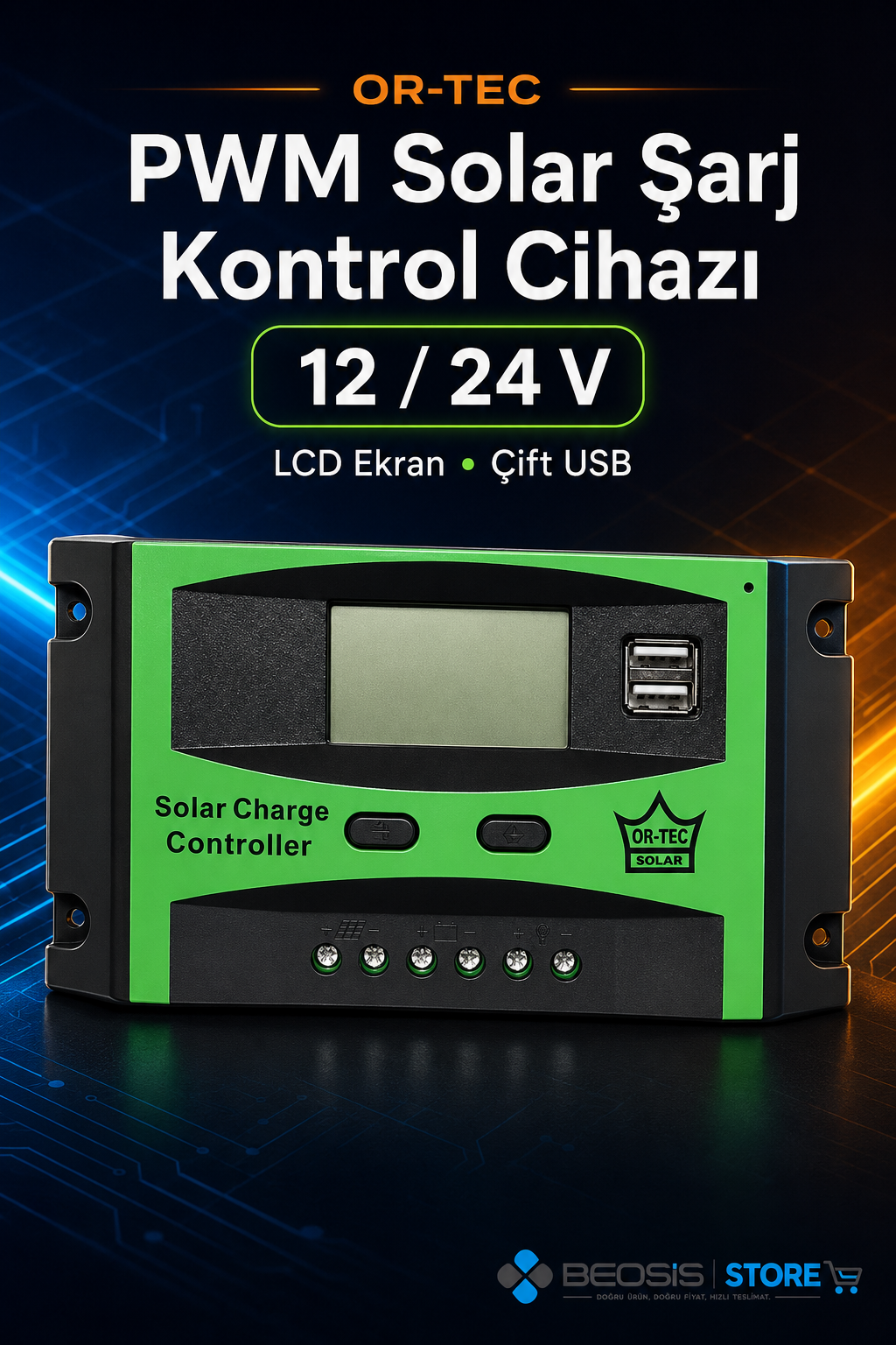 OR-TEC PWM ŞARJ KONTROL 03ORP10 OR-TEC SOLAR AT 12 / 24V 10 A PWM