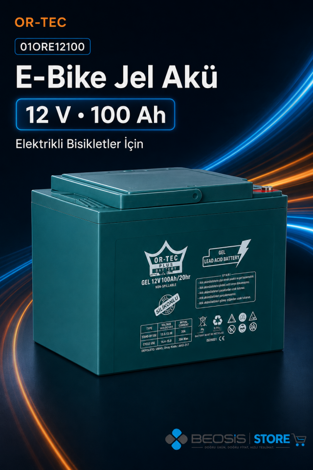 OR-TEC E-BİKE JEL AKÜ 01ORE12100 OR-TEC 12 V 100 Ah ELEKTRİKLİ JEL AKÜ