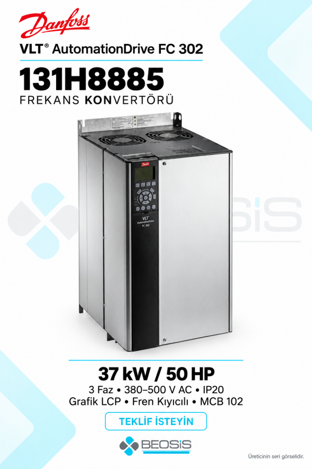Danfoss 131H8885 VLT AutomationDrive FC 302 37 kW 380–500 V IP20 Grafik Panelli Motor Hız Kontrol Cihazı