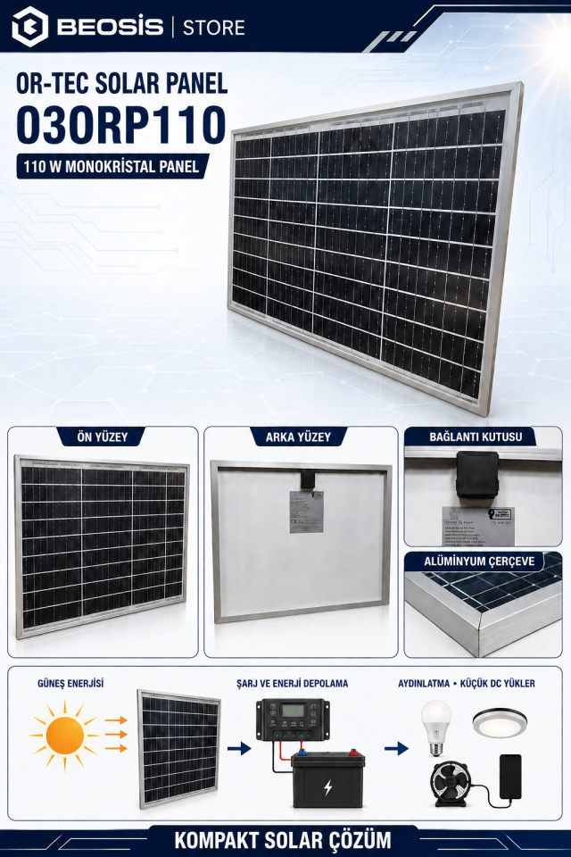 OR-TEC SOLAR PANEL 03ORP110 OR-TEC SOLAR MONOKRİSTAL 110 W PANEL