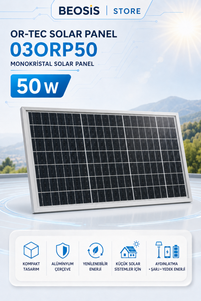OR-TEC SOLAR PANEL 03ORP50 OR-TEC SOLAR MONOKRİSTAL 50 W PANEL