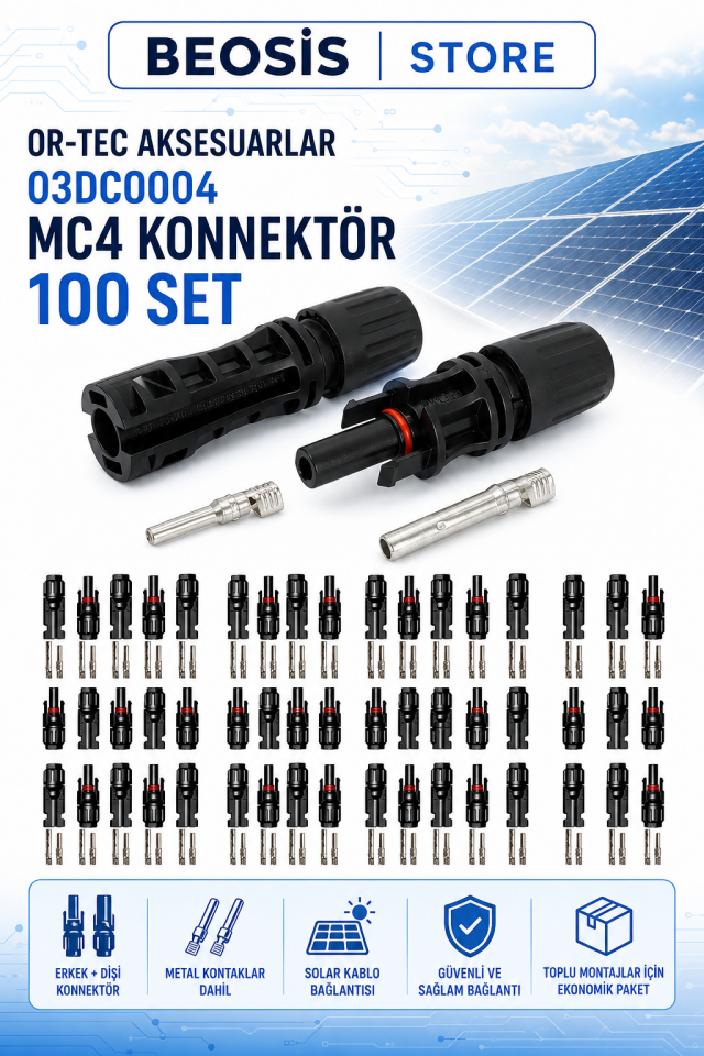 OR-TEC AKSESUARALAR 03DC0004 MC4 Konnektör 100 Set
