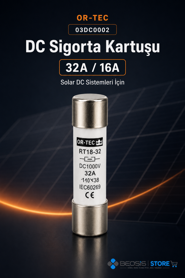 OR-TEC AKSESUARALAR 03DC0002 DC Sigorta Kartuş 32A - 16A