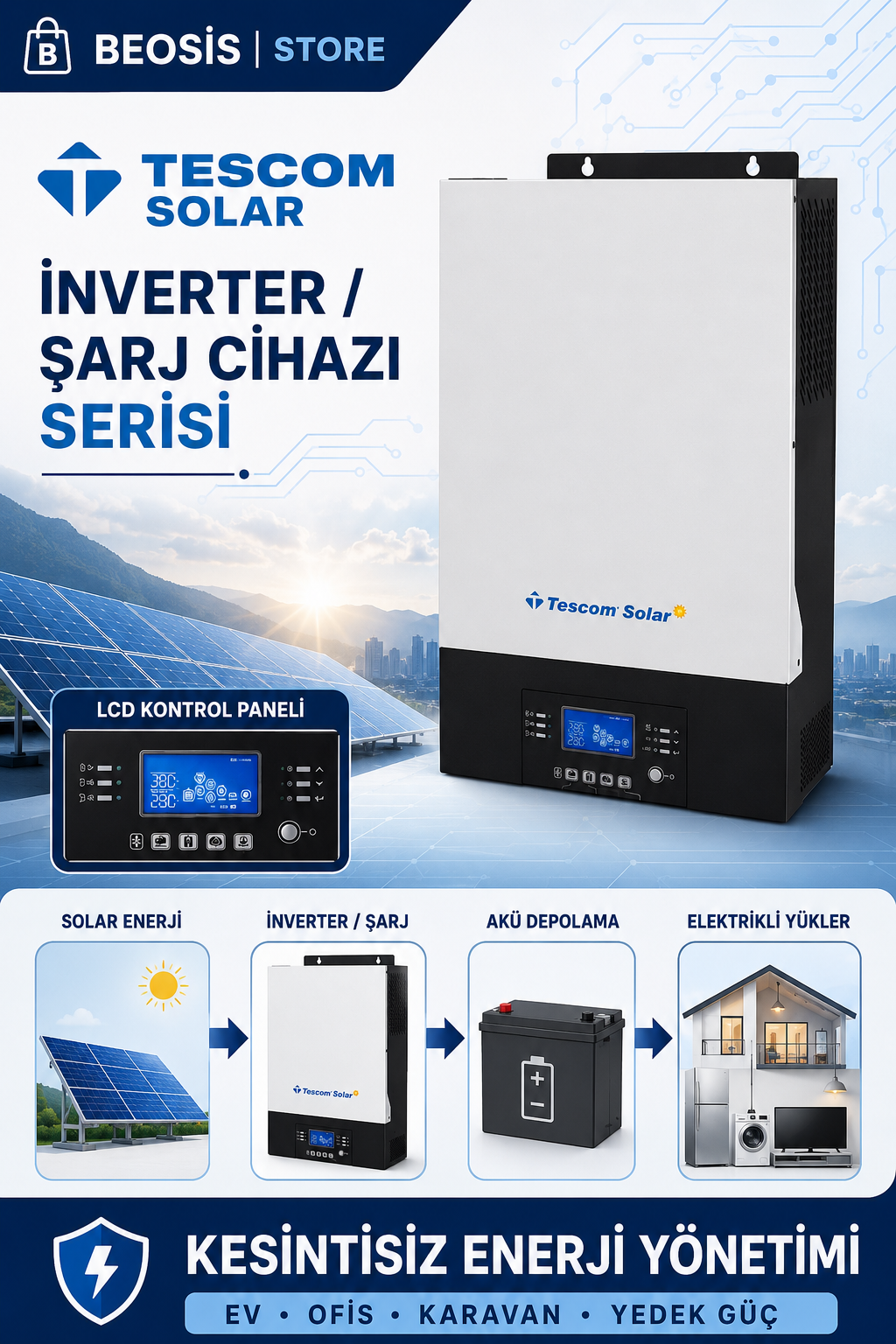 TESCOM VM IV 5600W 450VDC 48V / 5600W - 120A MPPT CHARGER- AKÜDEN BAĞIMSIZ