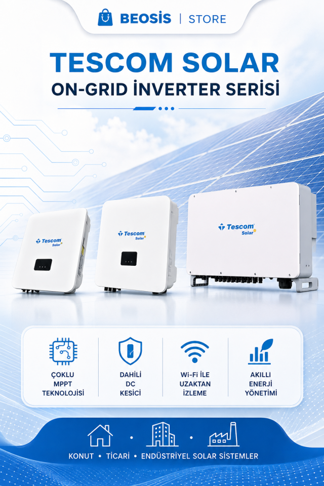 TESCOM INV3100NS İnverter SOLAR On-Grid 3 / 3P 100KW 9XMPPT WITH DC BREAKER+ Wi-Fi MONITORING INV3100NS