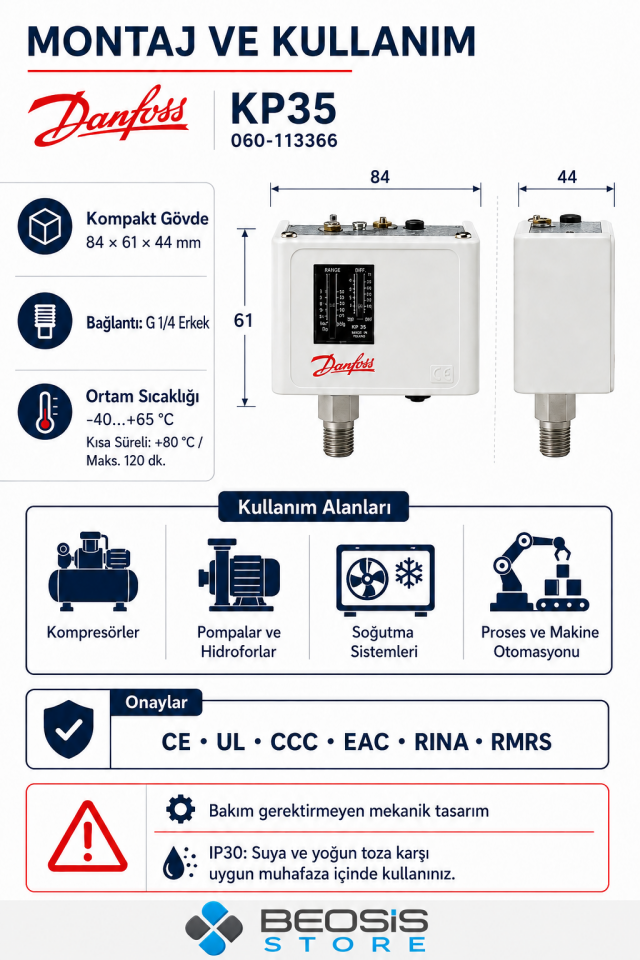 DANFOSS 060-113366 KP35 (0.2/7.5 BAR) PRESOSTAT