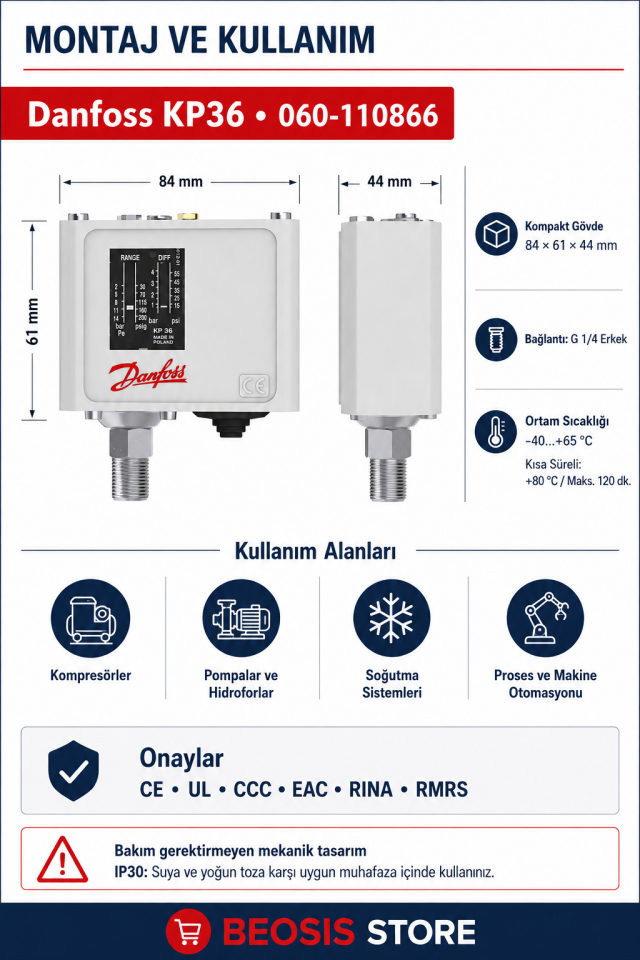 DANFOSS 060-110866 KP36 (2/14 BAR) PRESOSTAT