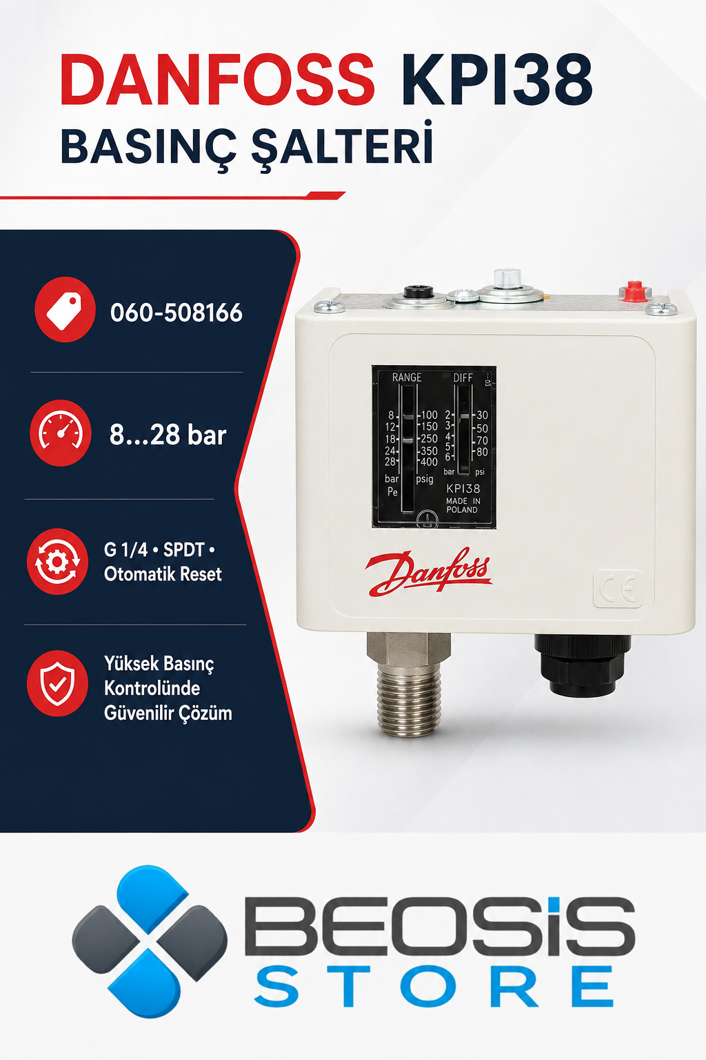 DANFOSS 060-508166 KPI38 (8-28 BAR) PRESOSTAT