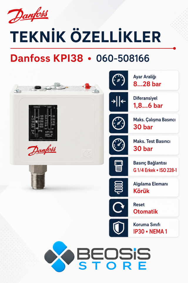 DANFOSS 060-508166 KPI38 (8-28 BAR) PRESOSTAT