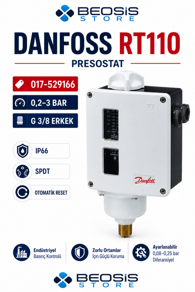 DANFOSS 017-529166 RT110 (0.2/3 BAR) PRESOSTAT