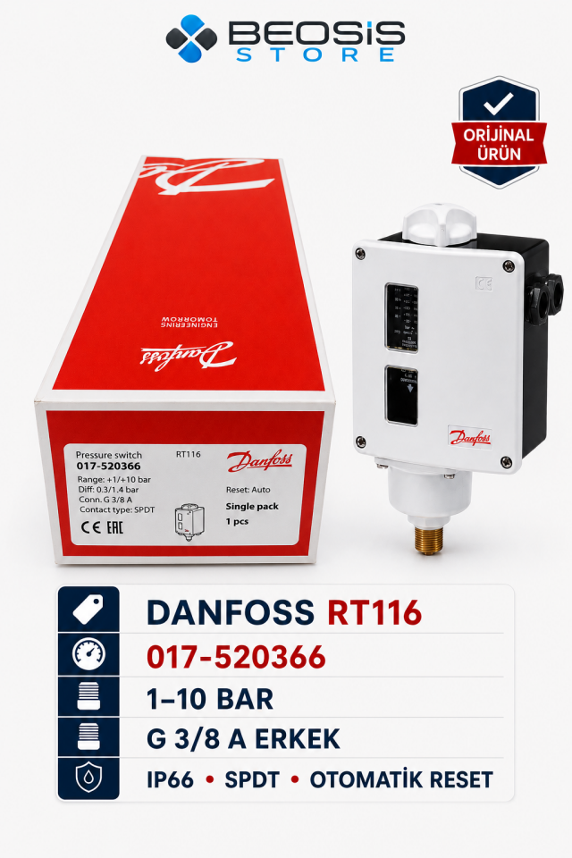 DANFOSS 017-520366 RT116 (1/10 BAR) PRESOSTAT