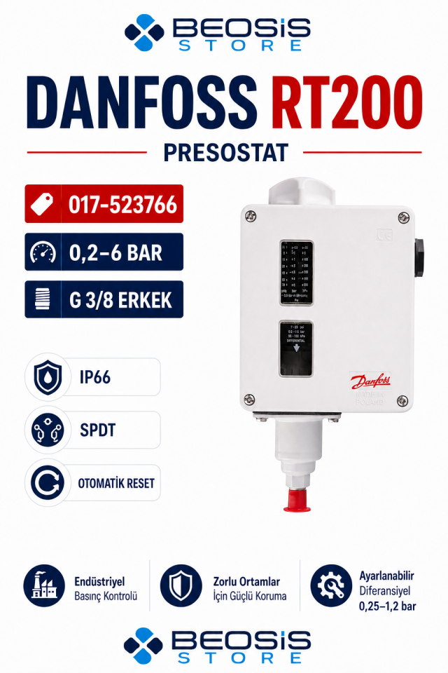 DANFOSS 017-523766 RT200 (0.2/6 BAR) PRESOSTAT