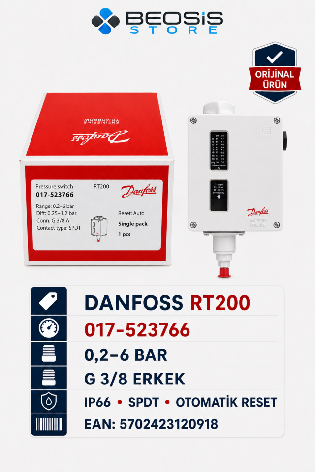 DANFOSS 017-523766 RT200 (0.2/6 BAR) PRESOSTAT