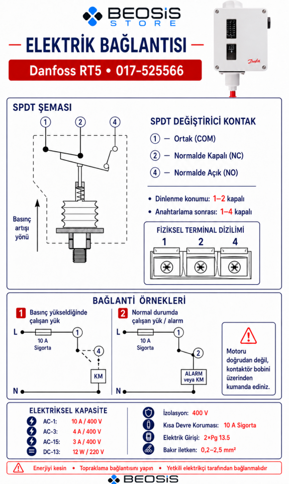 DANFOSS 017-525566 RT5 (4/17 BAR) PRESOSTAT