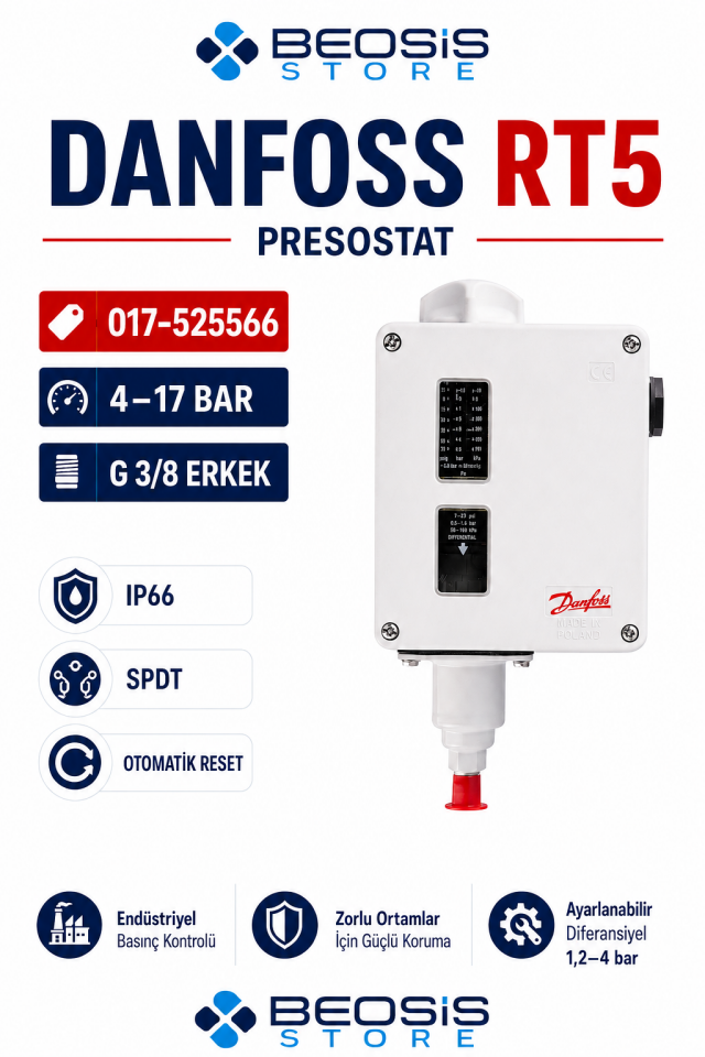 DANFOSS 017-525566 RT5 (4/17 BAR) PRESOSTAT