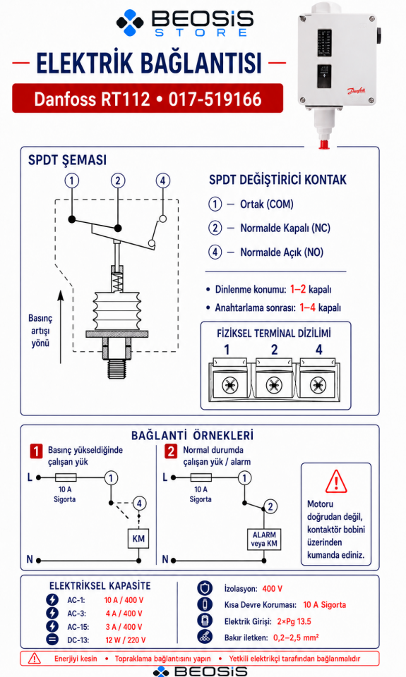 DANFOSS 017-519166 RT112 (0.1/1.1 BAR) PRESOSTAT