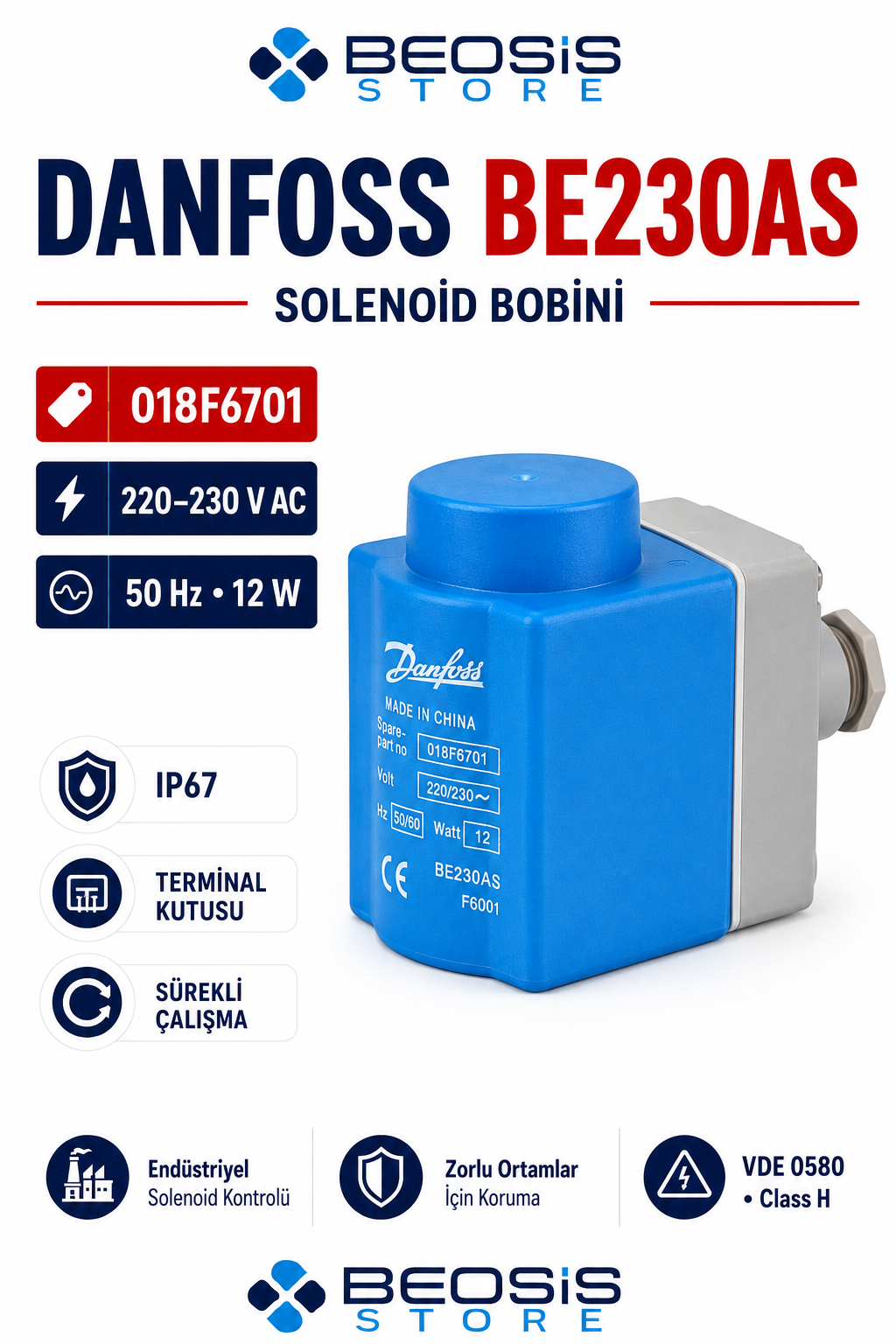 DANFOSS 018F6701 220-230V AC 12W BOBİN