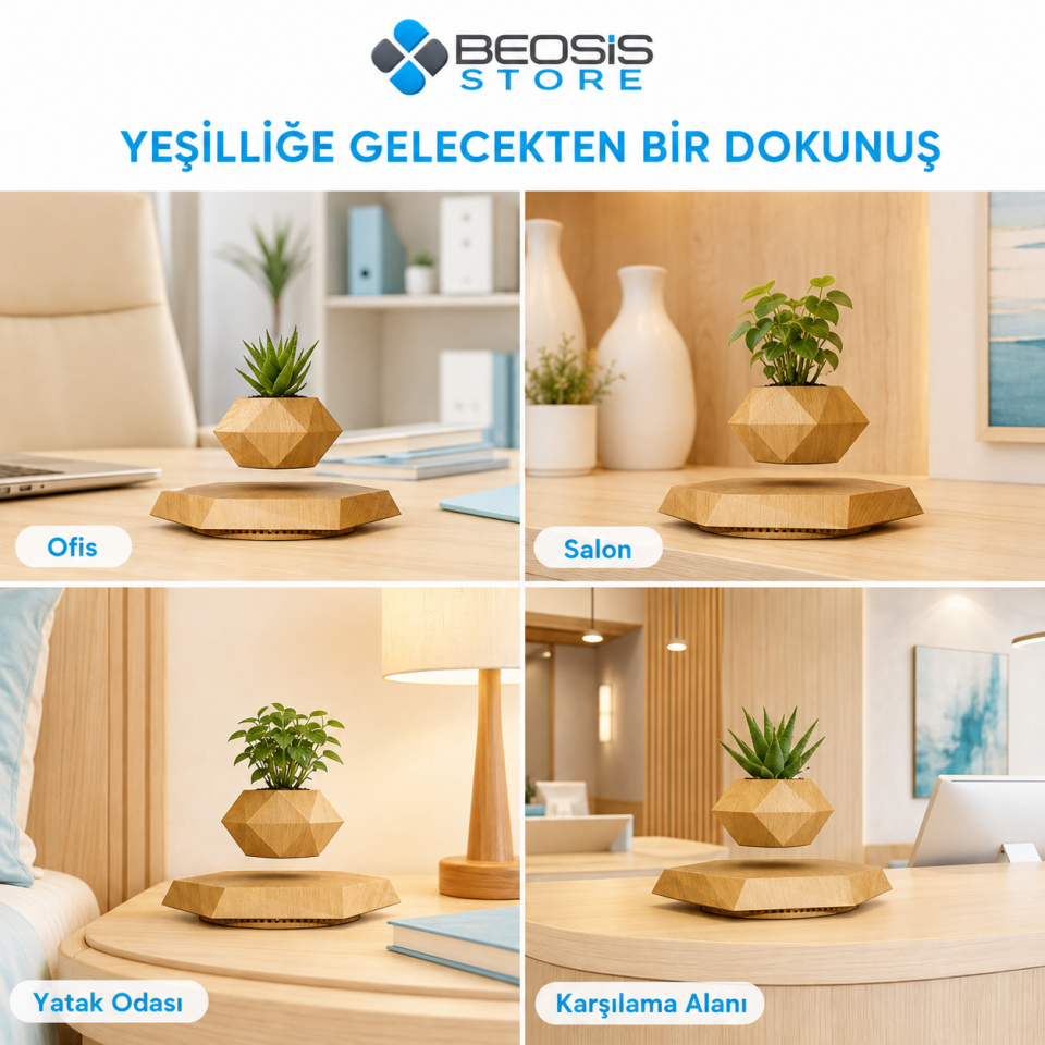 Manyetik Havada Asılı Dönen Dekoratif Saksı