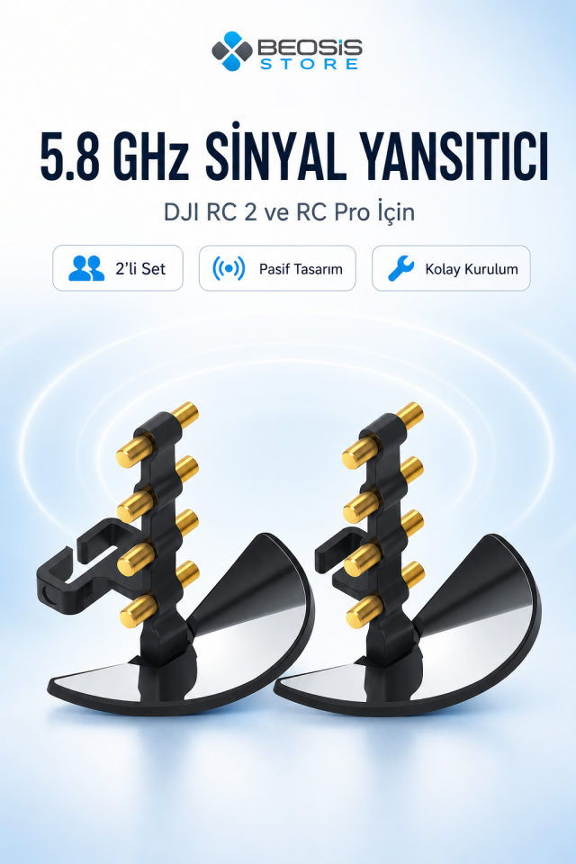 DJI RC 2 ve RC Pro Uyumlu 5,8 GHz Aynalı Anten Sinyal Güçlendirici – 2’li Menzil Artırıcı Reflektör