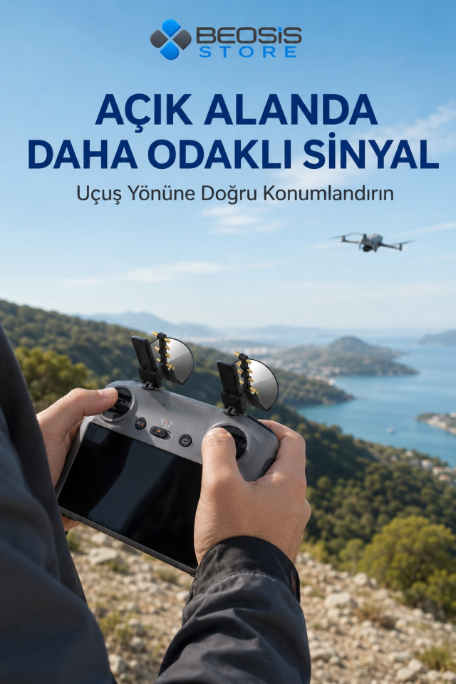 DJI RC 2 ve RC Pro Uyumlu 5,8 GHz Aynalı Anten Sinyal Güçlendirici – 2’li Menzil Artırıcı Reflektör
