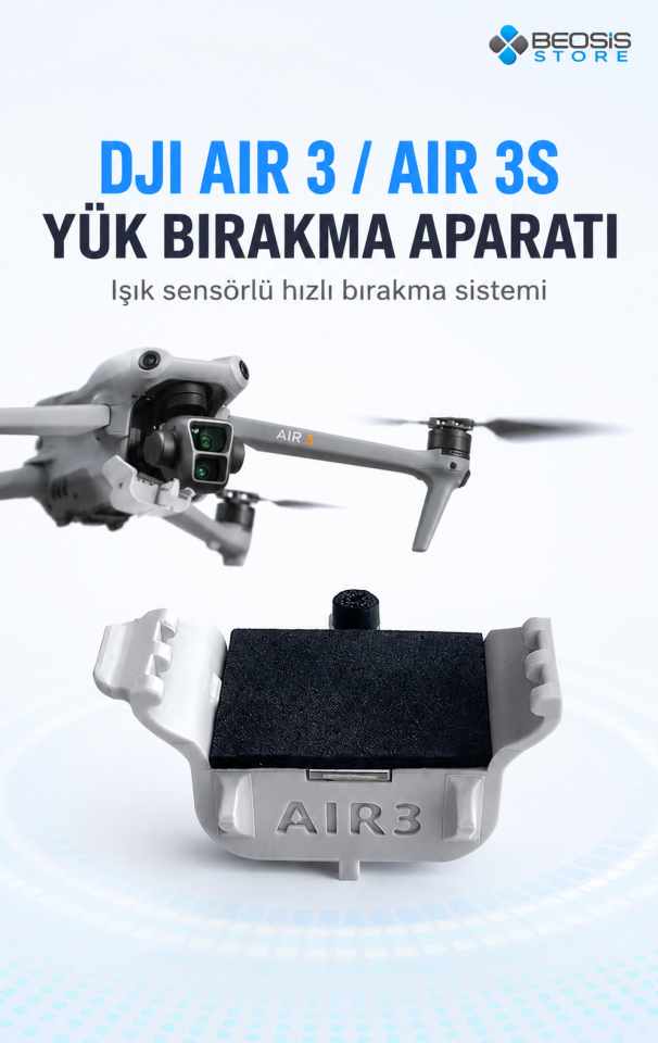 DJI Air 3 / Air 3S Yük Bırakma Aparatı – HENWAFX Işık Sensörlü Airdrop Modülü