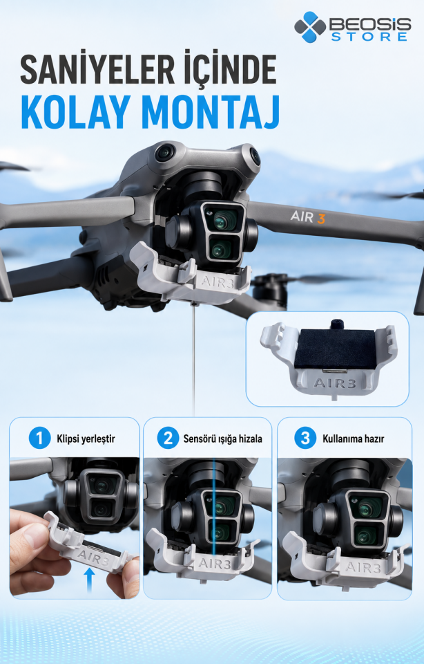 DJI Air 3 / Air 3S Yük Bırakma Aparatı – HENWAFX Işık Sensörlü Airdrop Modülü