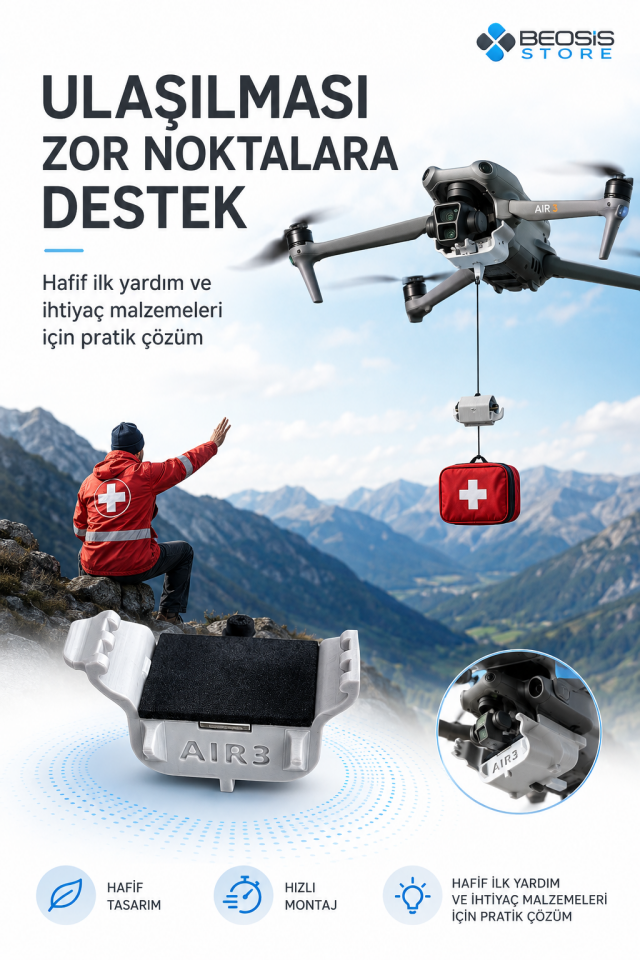 DJI Air 3 / Air 3S Yük Bırakma Aparatı – HENWAFX Işık Sensörlü Airdrop Modülü