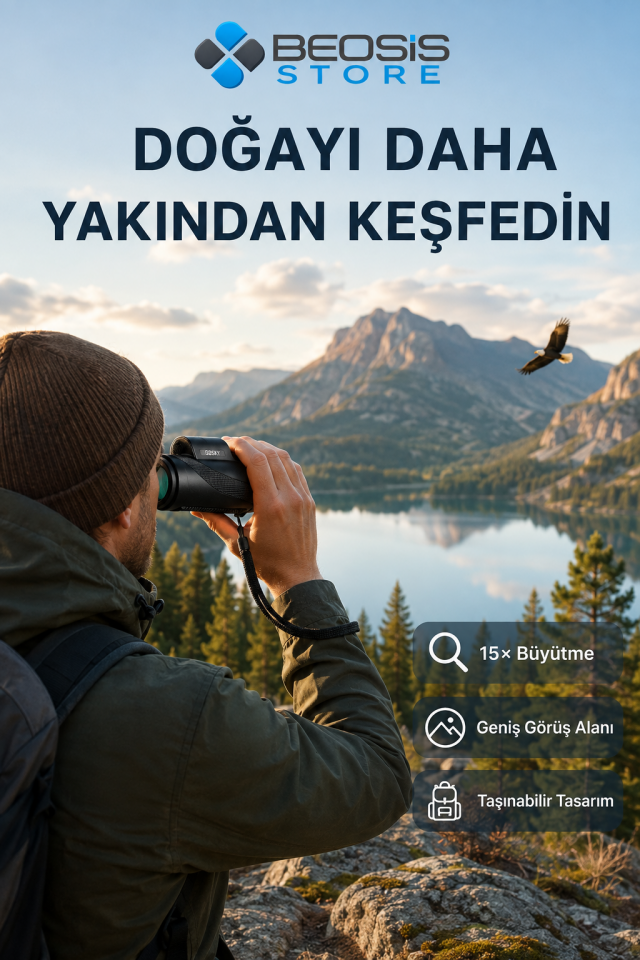 Gosky MW2 15x52 HD Monoküler Dürbün – BAK4 Prizma, FMC Optik, IPX7 Suya Dayanıklı, Telefon Adaptörü ve Tripodlu