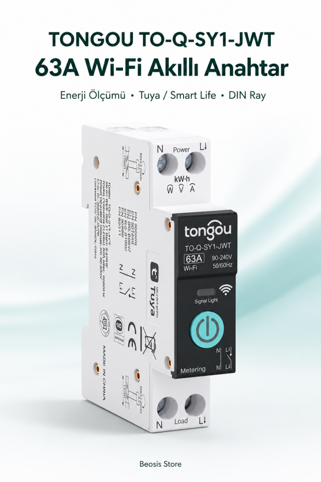 TONGOU Tuya 63A WiFi Akıllı Şalter – Enerji Takibi, Uzaktan Aç/Kapat ve Programlama