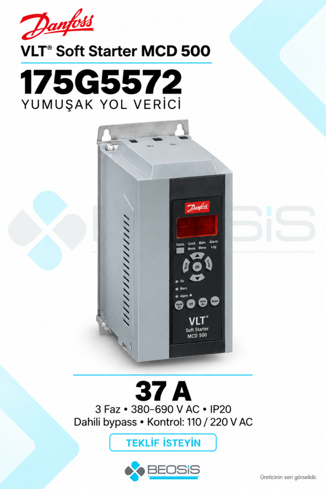 Danfoss 175G5572 VLT Soft Starter MCD 500 37 A 380–690 V IP20 Yumuşak Yol Verici