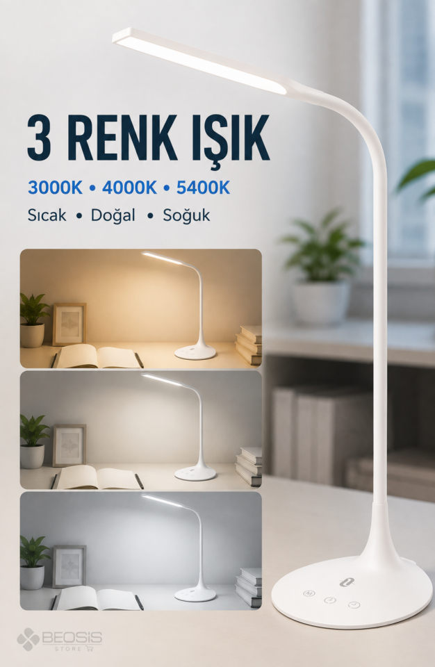 TaoTronics TT-DL1004 Esnek 3 Renk LED Masa Lambası Beyaz