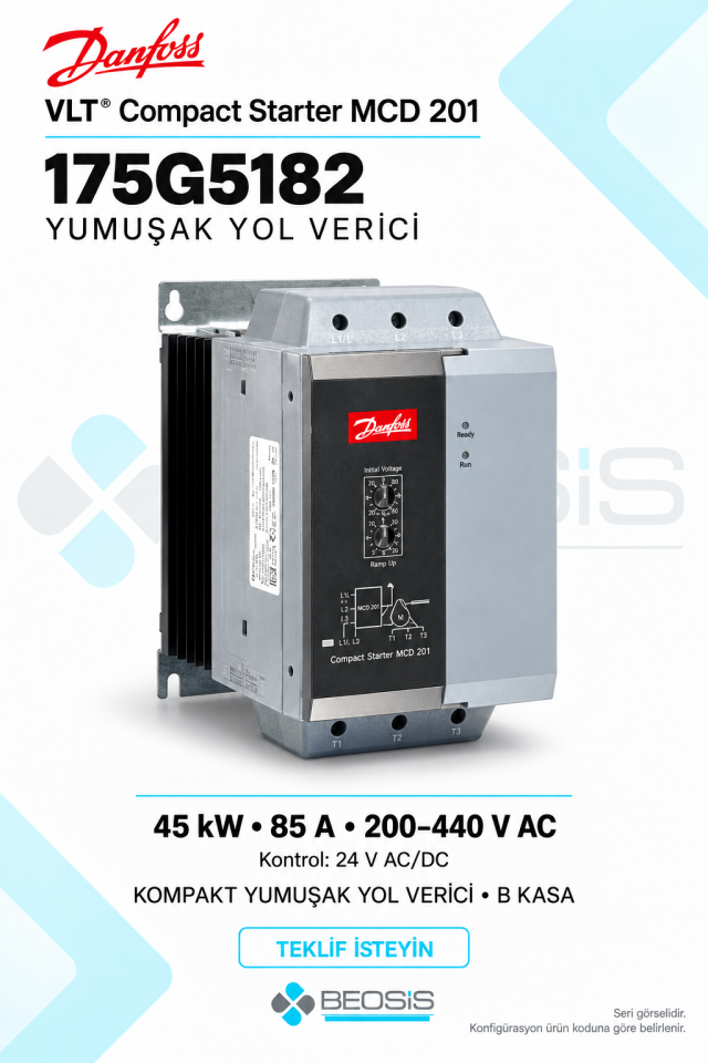 Danfoss 175G5182 VLT Compact Starter MCD 201 45 kW 85 A 200–440 V IP20 Yumuşak Yol Verici