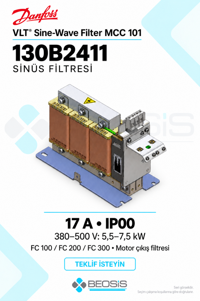 Danfoss 130B2411 VLT® Sine-Wave Filter MCC 101 17 A IP00 Sinüs Filtresi