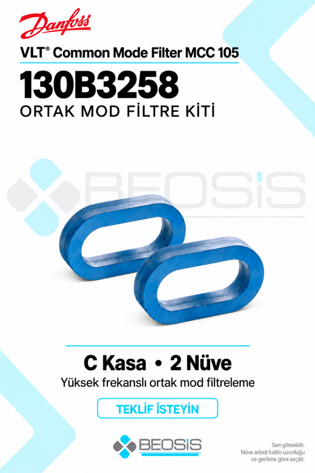 Danfoss 130B3258 VLT® Common Mode Filter MCC 105 C Kasa Ortak Mod Filtre Kiti – 2 Nüve