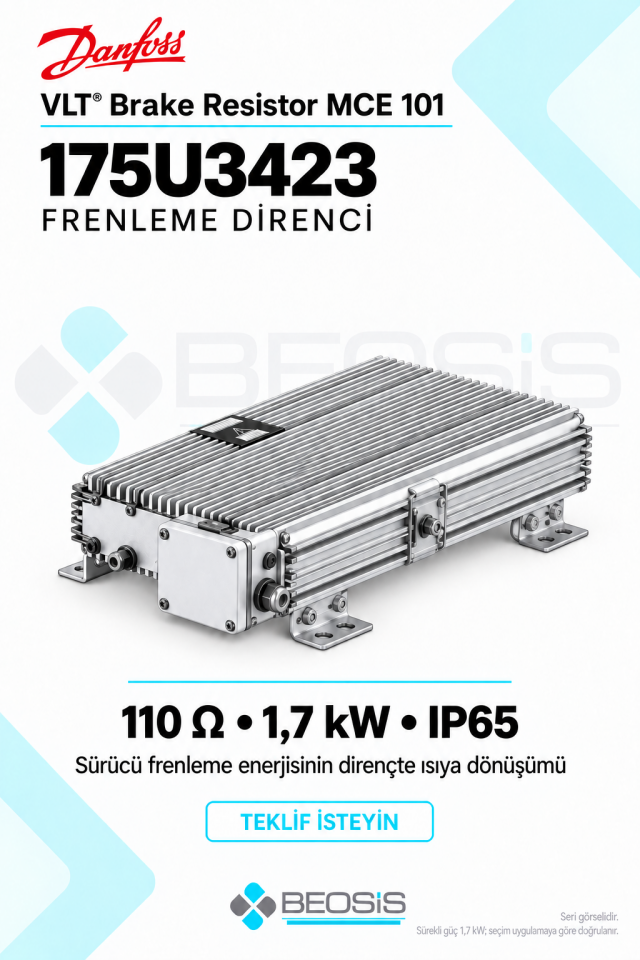 Danfoss 175U3423 VLT MCE 101 110 Ohm 1,7 kW IP65 Frenleme Direnci