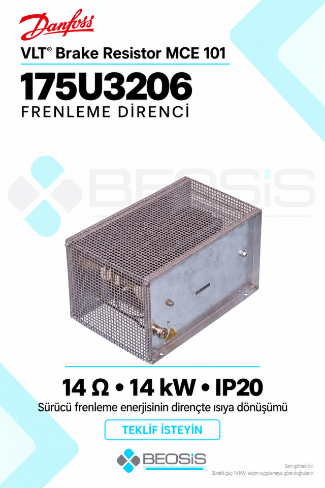 Danfoss 175U3206 VLT MCE 101 14 Ohm 14 kW IP20 Frenleme Direnci