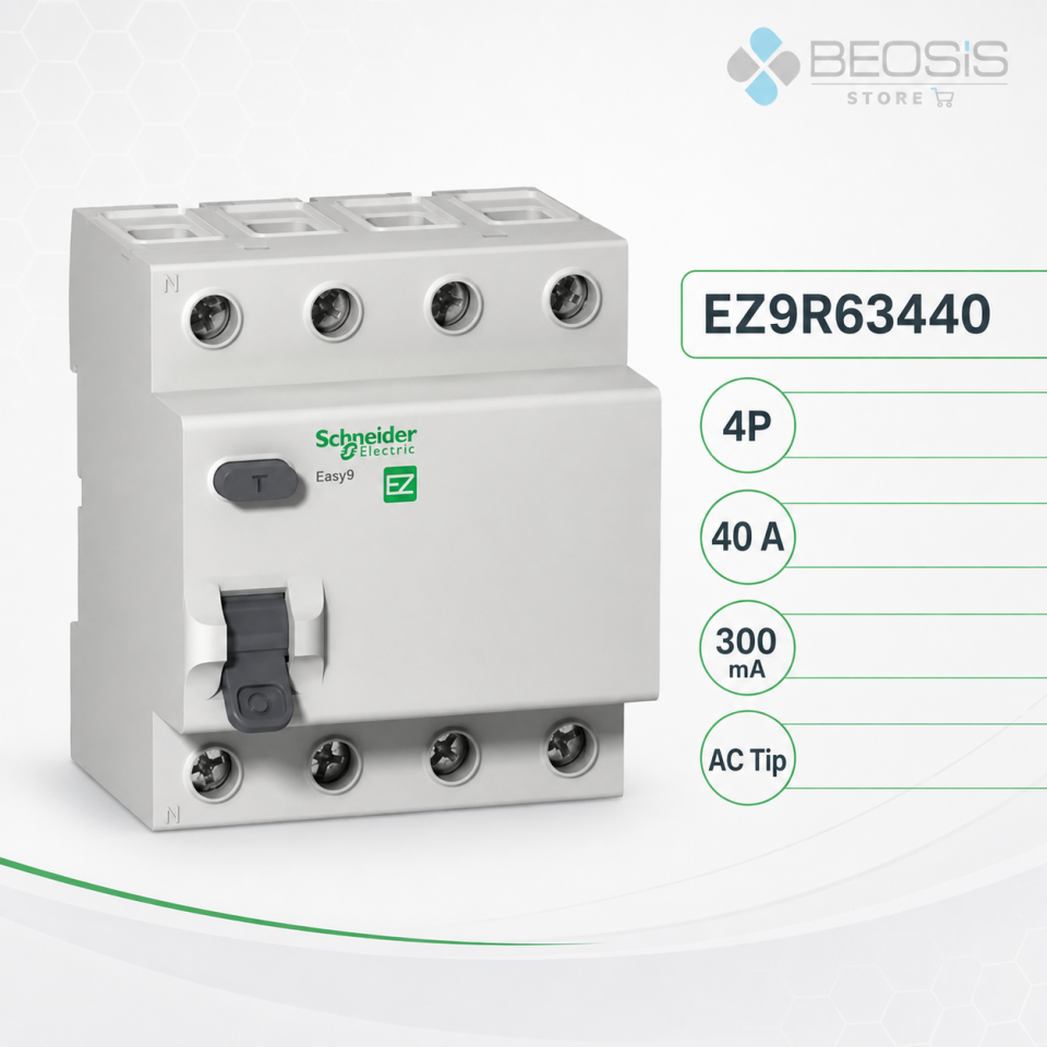 Schneider Electric Easy9 EZ9R63440 4P 40A 300mA AC Tip Kaçak Akım Koruma Rölesi