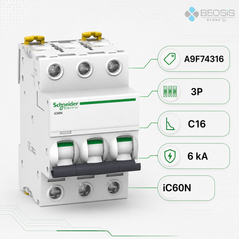 Schneider Electric Acti9 iC60N A9F74316 3P C16 6kA Otomatik Sigorta