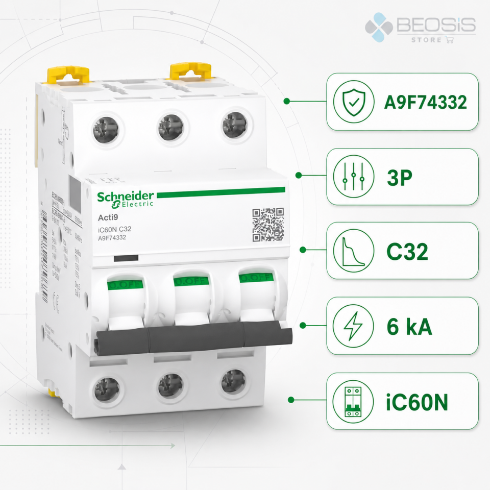Schneider Electric Acti9 iC60N A9F74332 3P C32 6kA Otomatik Sigorta