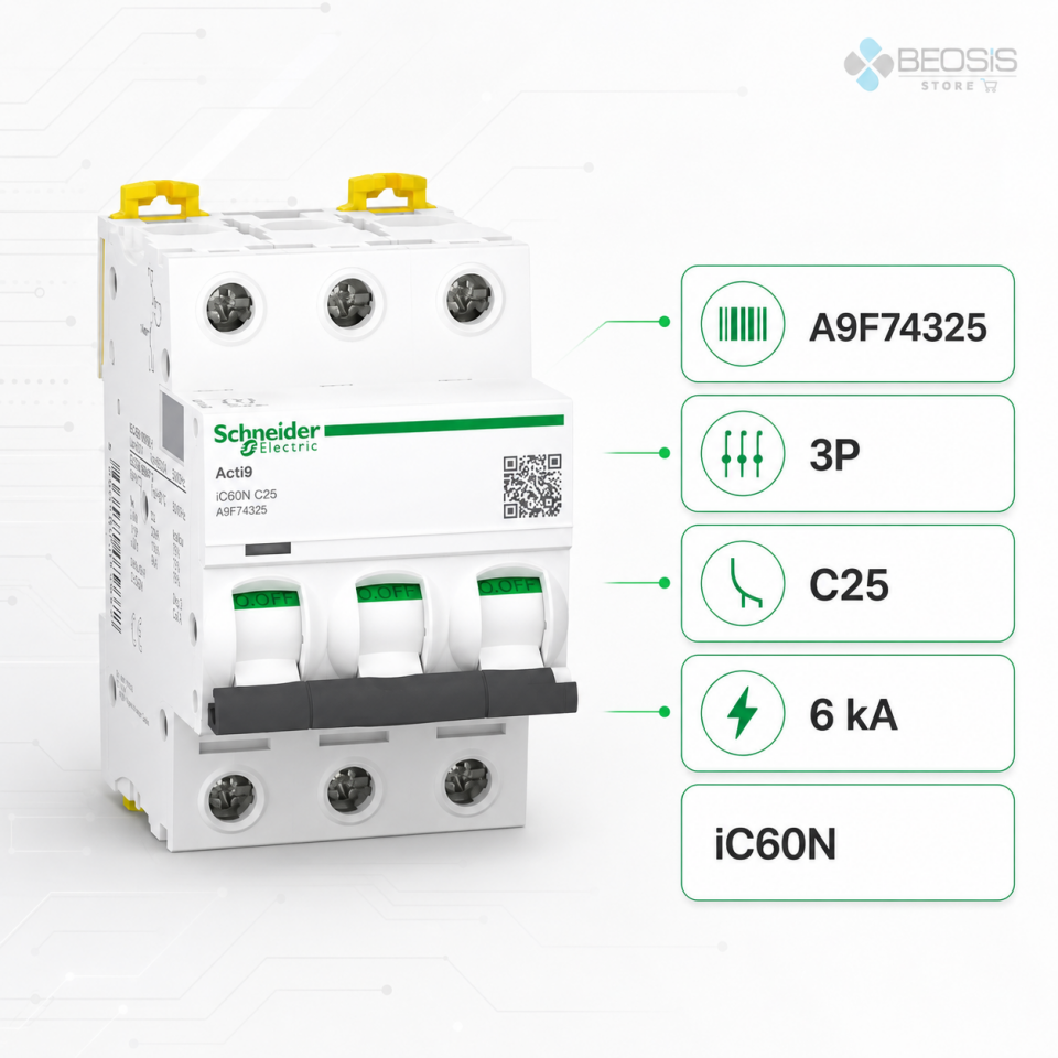 Schneider Electric Acti9 iC60N A9F74325 3P C25 6kA Otomatik Sigorta