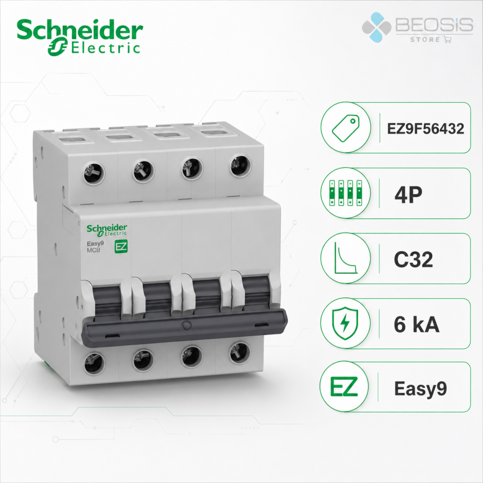 Schneider Electric Easy9 EZ9F56432 4P C32 6kA Otomatik Sigorta