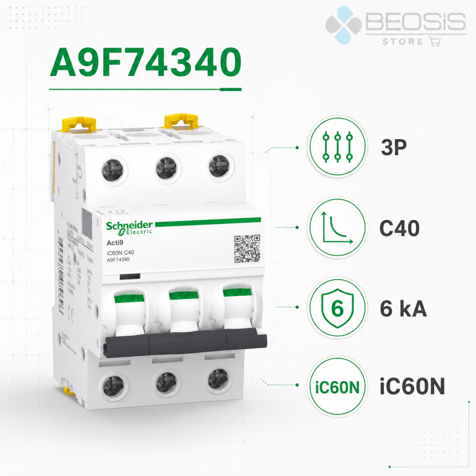 Schneider Electric Acti9 iC60N A9F74340 3P C40 6kA Otomatik Sigorta