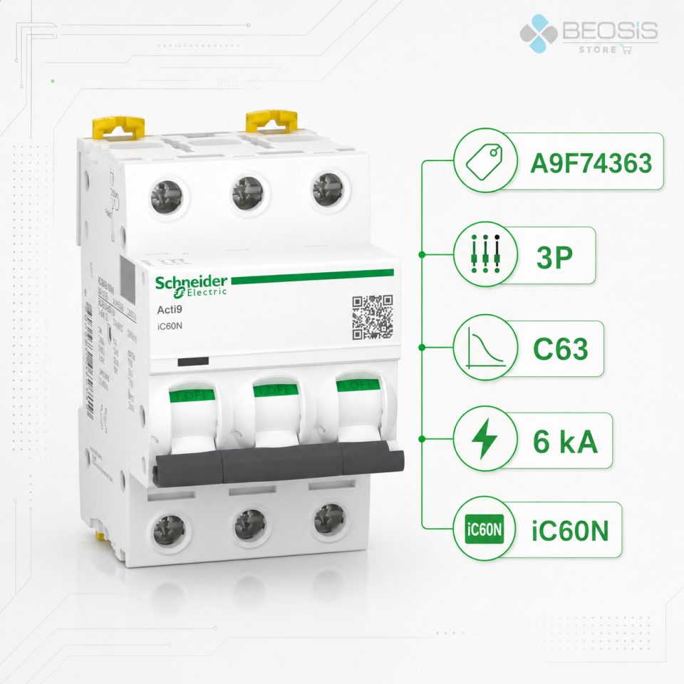 Schneider Electric Acti9 iC60N A9F74363 3P C63 6kA Otomatik Sigorta