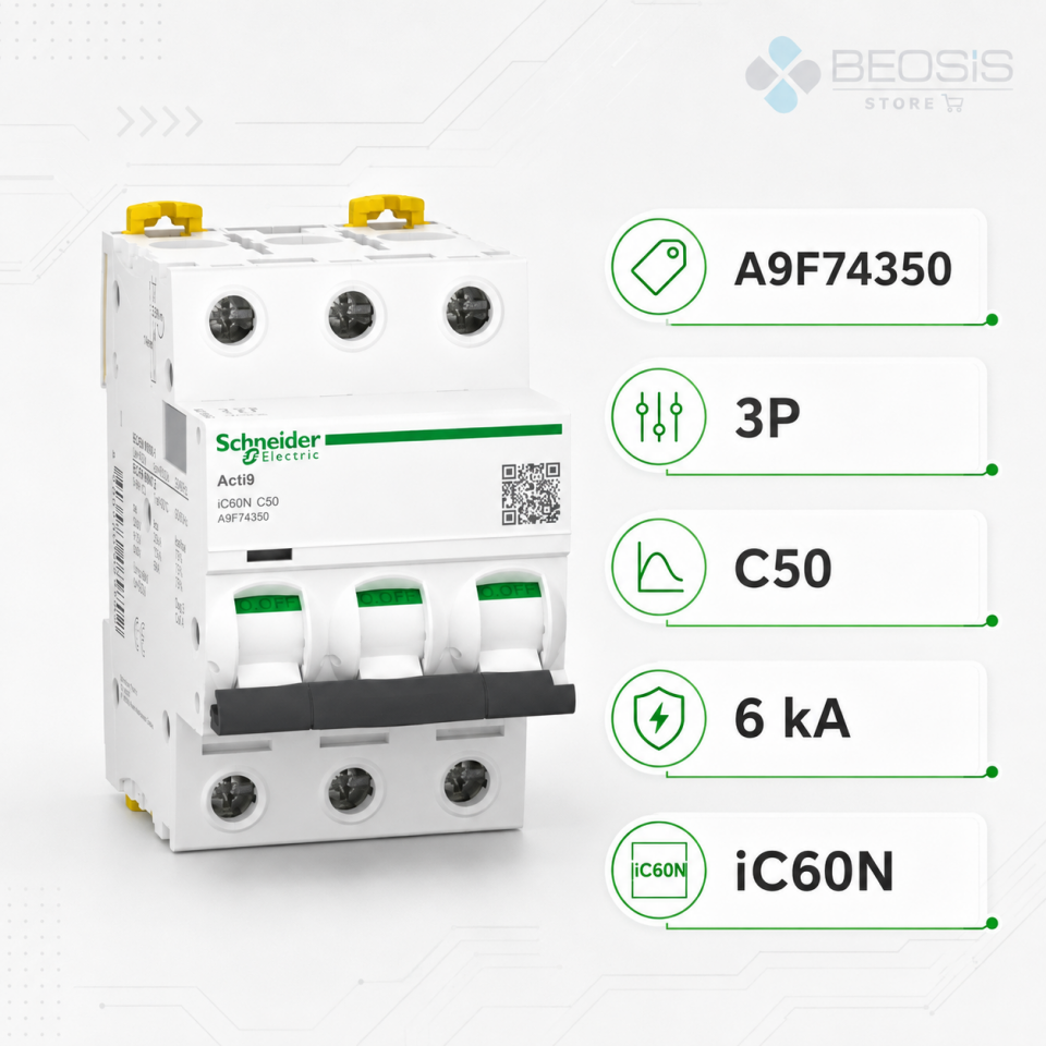 Schneider Electric Acti9 iC60N A9F74350 3P C50 6kA Otomatik Sigorta