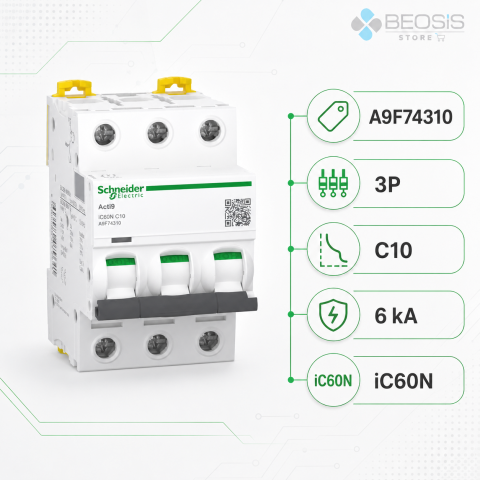 Schneider Electric Acti9 iC60N A9F74310 3P C10 6kA Otomatik Sigorta