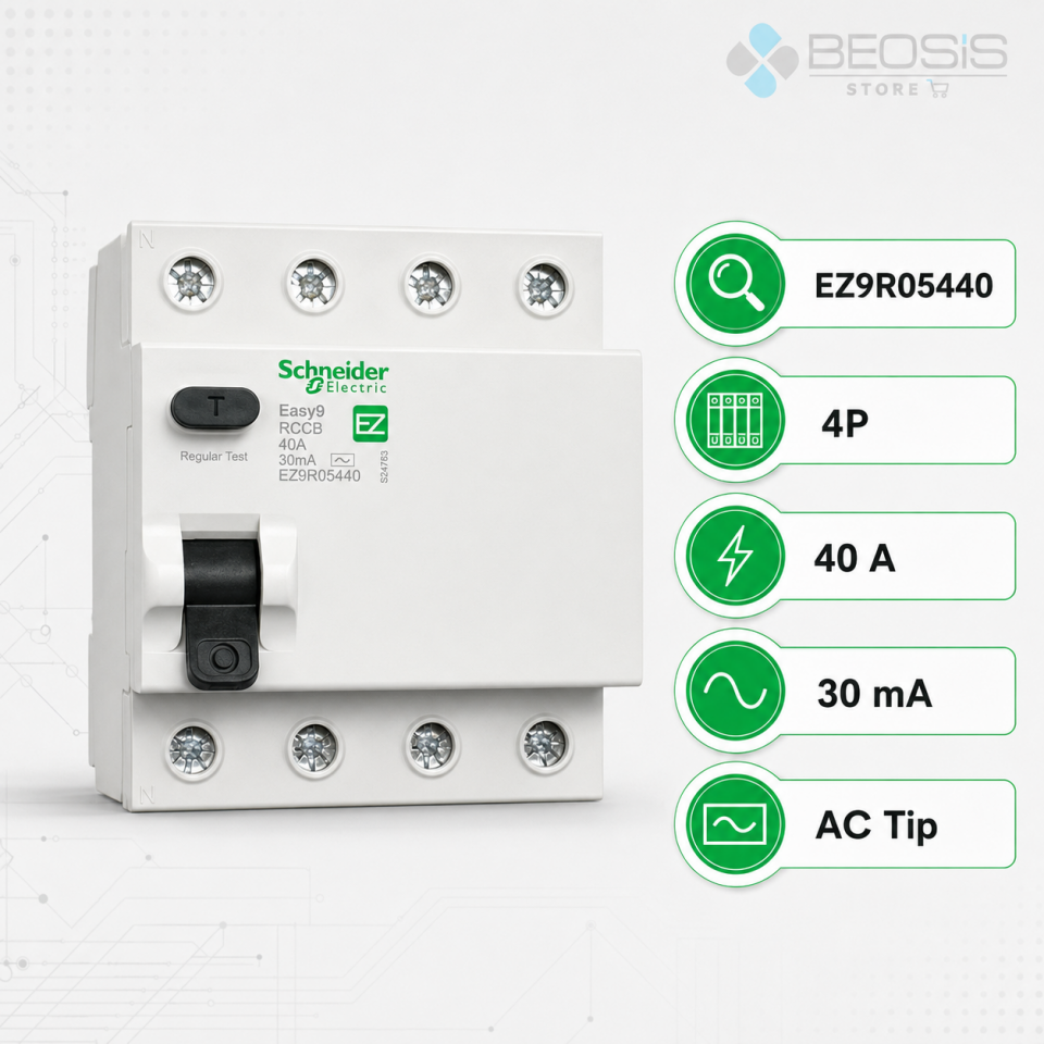 Schneider Electric Easy9 EZ9R05440 4P 40A 30mA AC Tip Kaçak Akım Koruma Rölesi