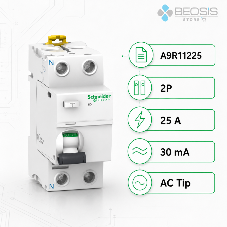 Schneider Electric Acti9 iID A9R11225 AC Tip 2P 25A 30mA Kaçak Akım Koruma Rölesi