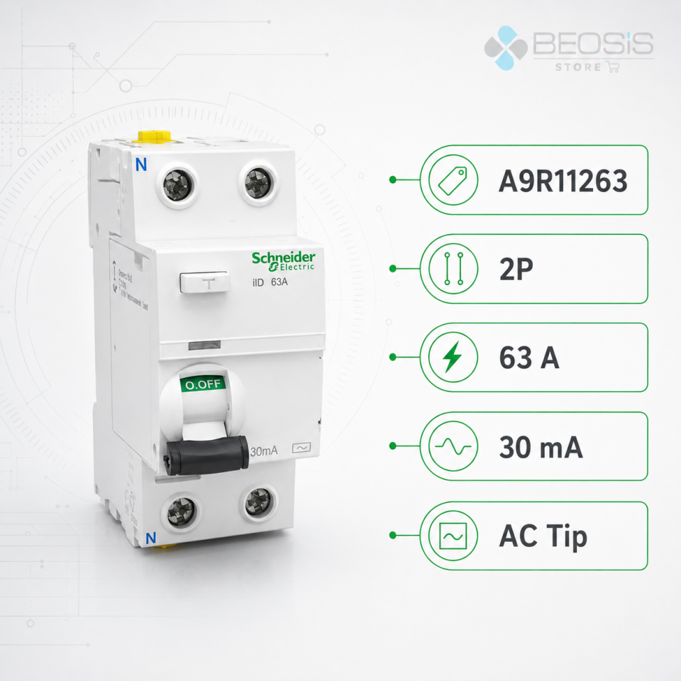 Schneider Electric Acti9 iID A9R11263 AC Tip 2P 63A 30mA Kaçak Akım Koruma Rölesi