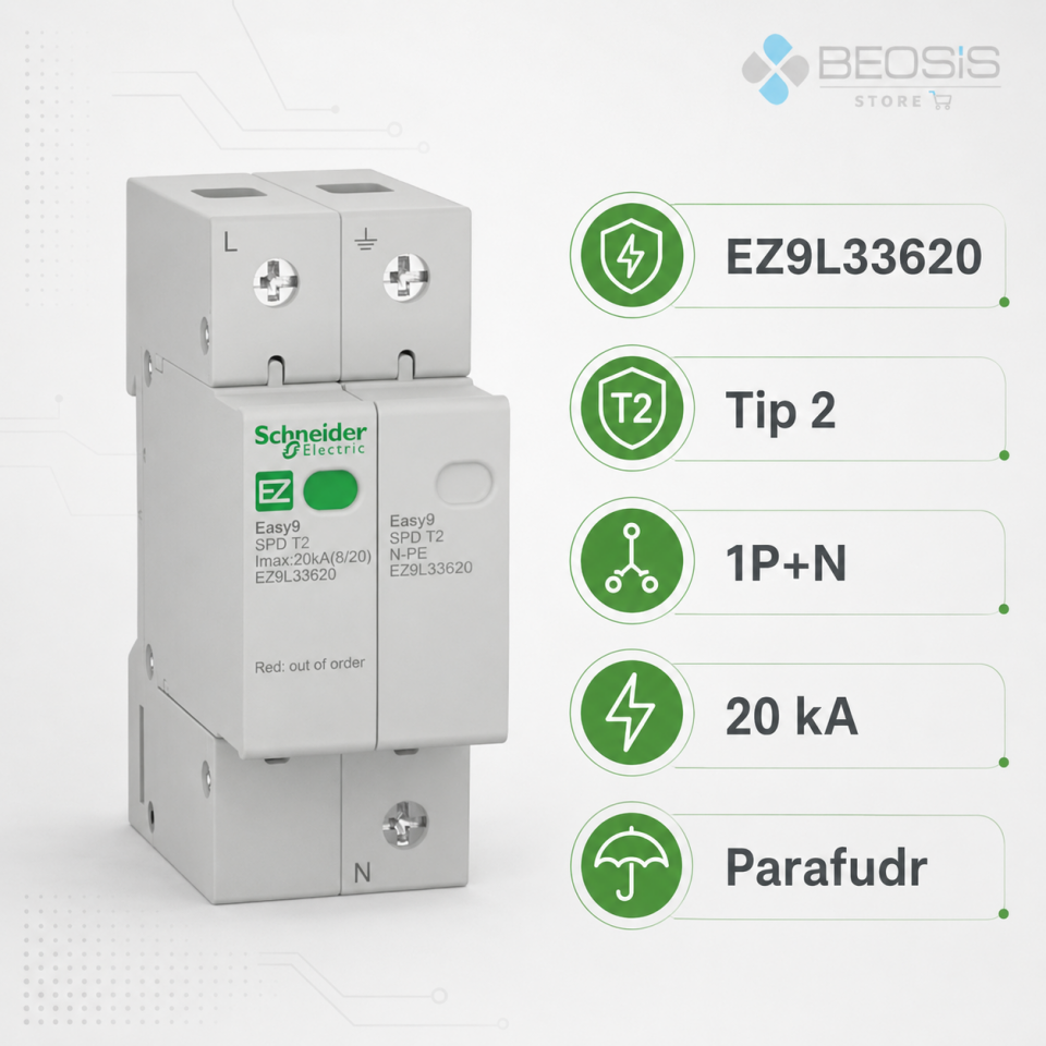 Schneider Electric Easy9 EZ9L33620 Tip 2 1P+N 20kA Parafudr
