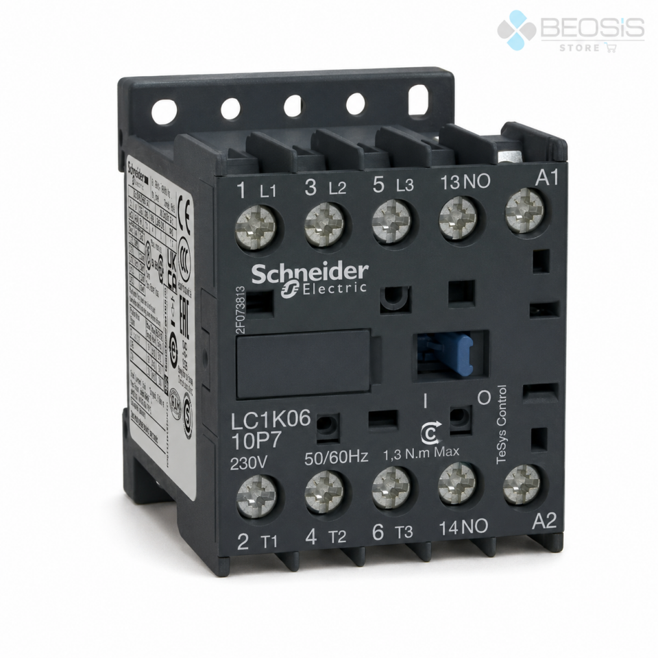 Schneider Electric TeSys K LC1K0910M7 3P 9A 4kW 220–230 V AC Bobin 1NO Yardımcı Kontak Kontaktör
